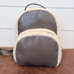 Calvin Klein Teddy Sherpa Mini Backpack Taupe Brown Soft Girl Y2K Chic